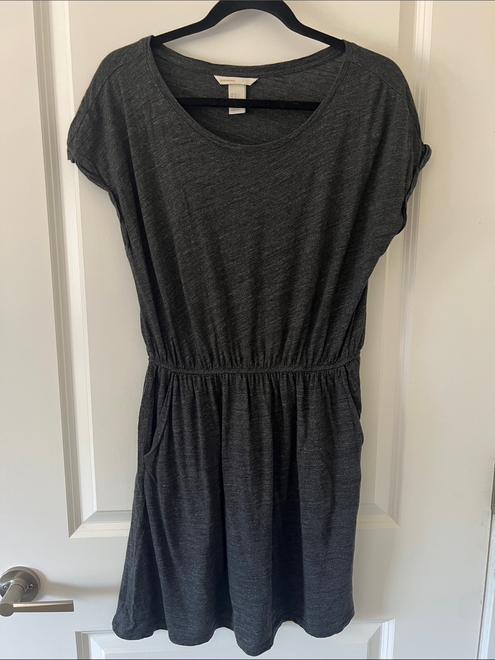 H&M Dark Charcoal Gathered-Waist Mini Dress